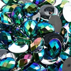 John Bead Oval Acrylic Flat Back Rhinestones, 200pcs