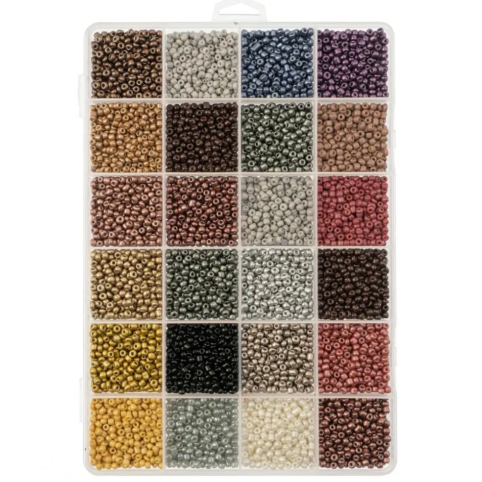 John Bead 12500pcs Assorted 24 Colors Glass Seed Beads 8/0 Jewelry Making Bead Box