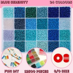 John Bead 12500pcs Assorted 24 Colors Glass Seed Beads 8/0 Jewelry Making Bead Box
