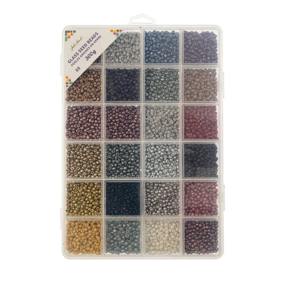 John Bead 12500pcs Assorted 24 Colors Glass Seed Beads 8/0 Jewelry Making Bead Box