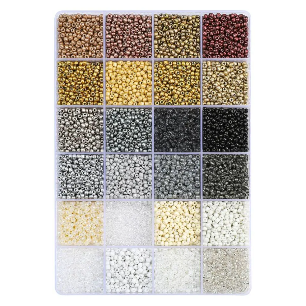 John Bead 12500pcs Assorted 24 Colors Glass Seed Beads 8/0 Jewelry Making Bead Box