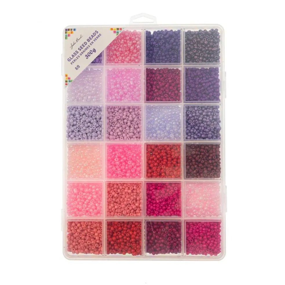 John Bead 12500pcs Assorted 24 Colors Glass Seed Beads 8/0 Jewelry Making Bead Box