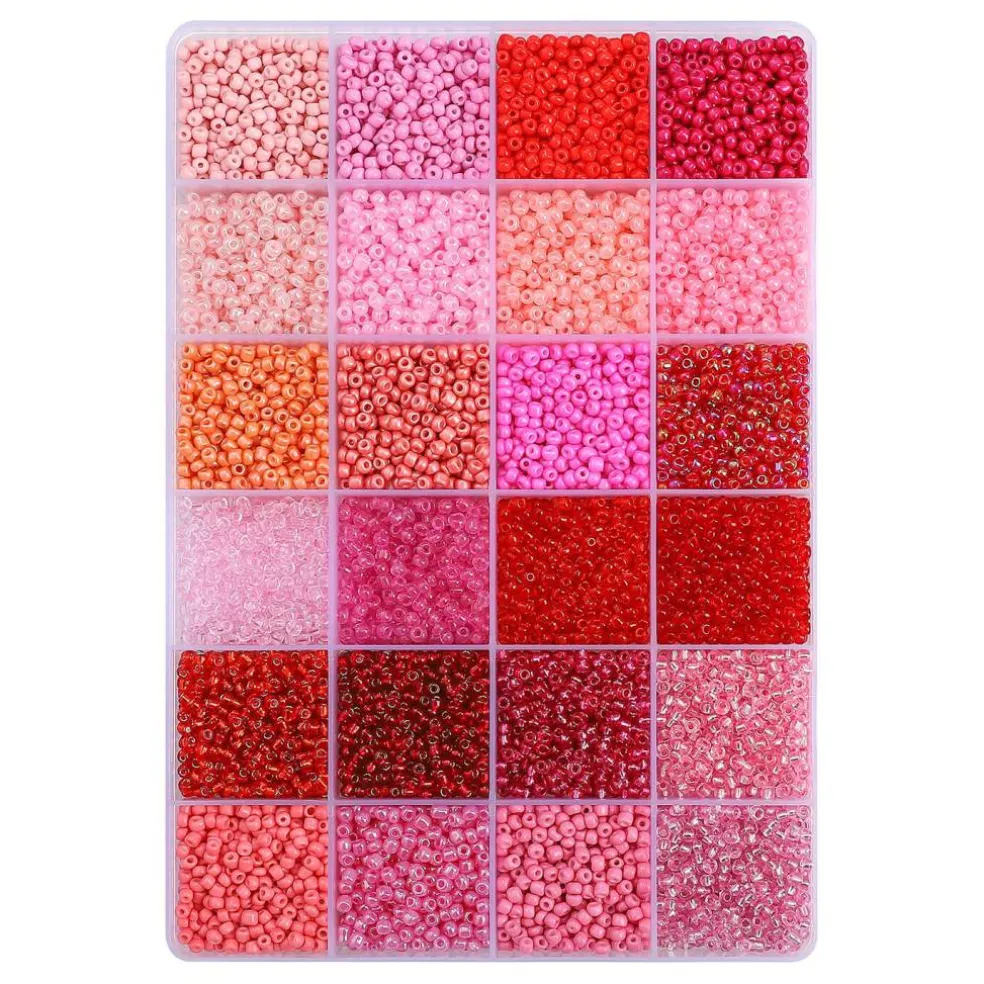 John Bead 12500pcs Assorted 24 Colors Glass Seed Beads 8/0 Jewelry Making Bead Box