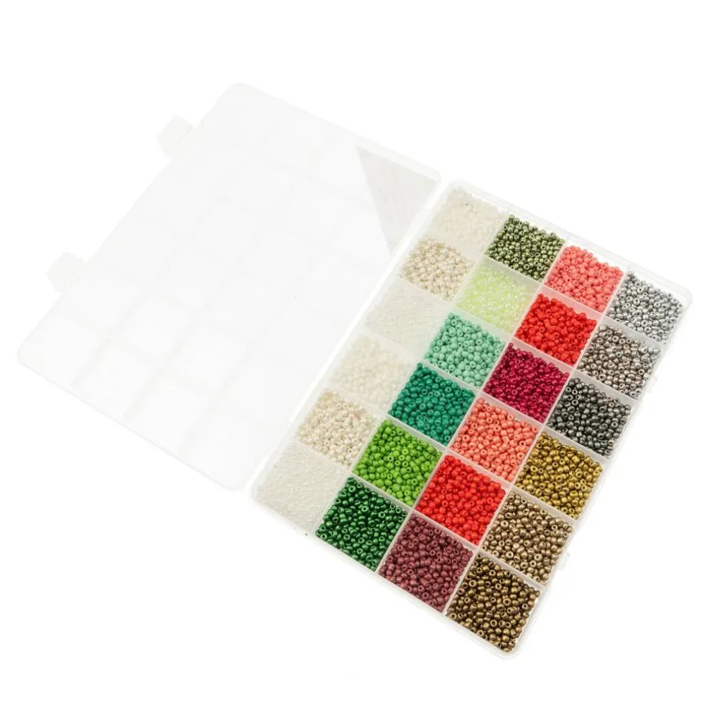 John Bead 12500pcs Assorted 24 Colors Glass Seed Beads 8/0 Jewelry Making Bead Box