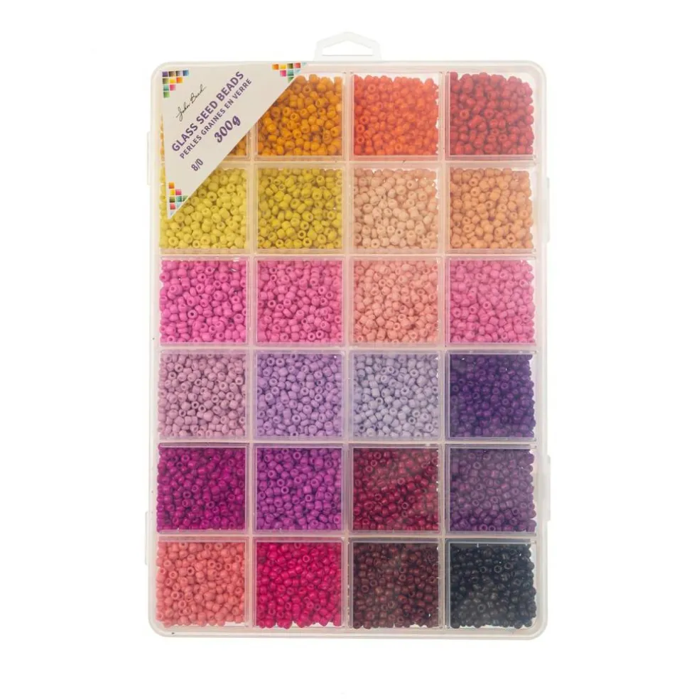 John Bead 12500pcs Assorted 24 Colors Glass Seed Beads 8/0 Jewelry Making Bead Box