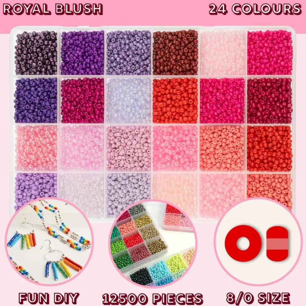 John Bead 12500pcs Assorted 24 Colors Glass Seed Beads 8/0 Jewelry Making Bead Box