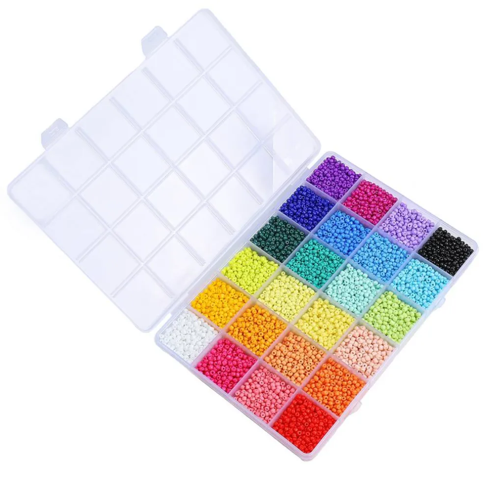 John Bead 12500pcs Assorted 24 Colors Glass Seed Beads 8/0 Jewelry Making Bead Box