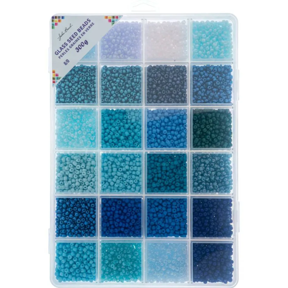 John Bead 12500pcs Assorted 24 Colors Glass Seed Beads 8/0 Jewelry Making Bead Box