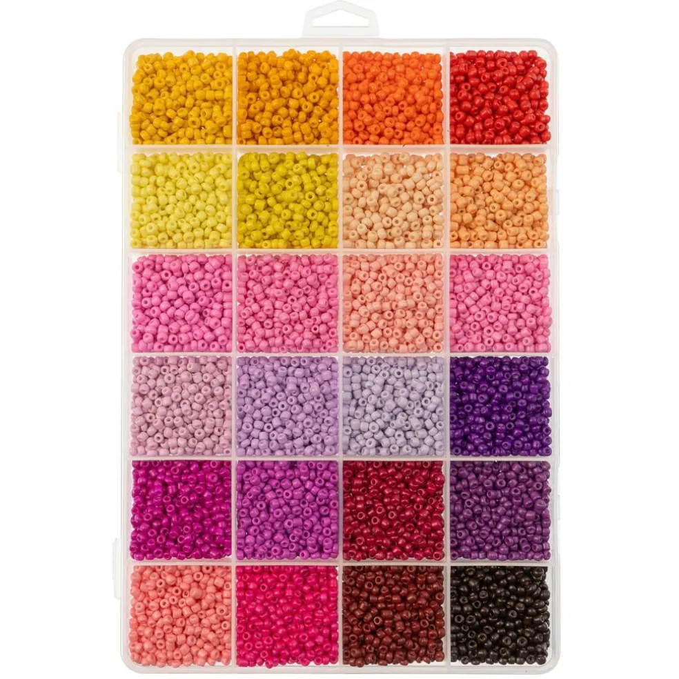 John Bead 12500pcs Assorted 24 Colors Glass Seed Beads 8/0 Jewelry Making Bead Box