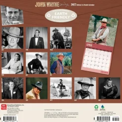 John Wayne OFFICIAL | 2027 12 x 24 Inch (Hanging) Monthly Square Wall Calendar | Foil Stamped Cover | Plastic-Free