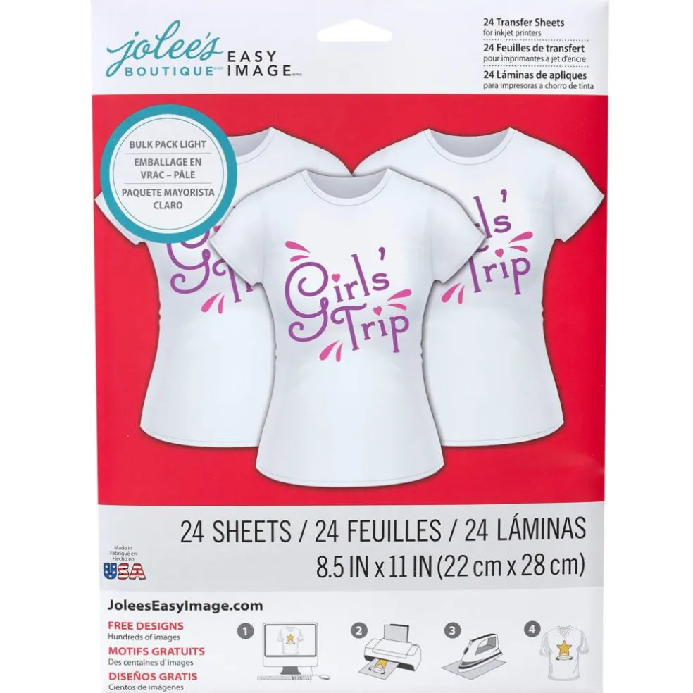 Jolee's Easy Image Transfer 8.5"x11" 24 Sh/Pkg For Light Fabrics 8600165 Made in USA
