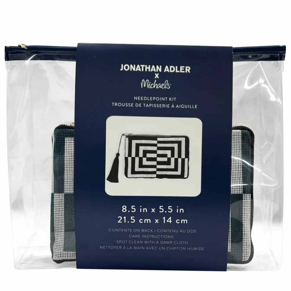 Jonathan Adler x Michaels Black & White Op Art Needlepoint Clutch Kit