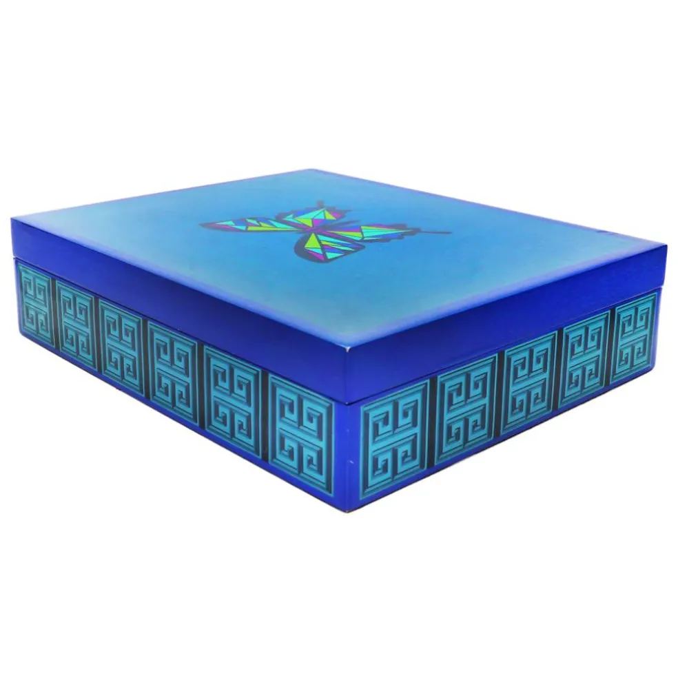 Jonathan Adler x Michaels 12" Blue & Black Greek Key Tabletop Urn with Lid