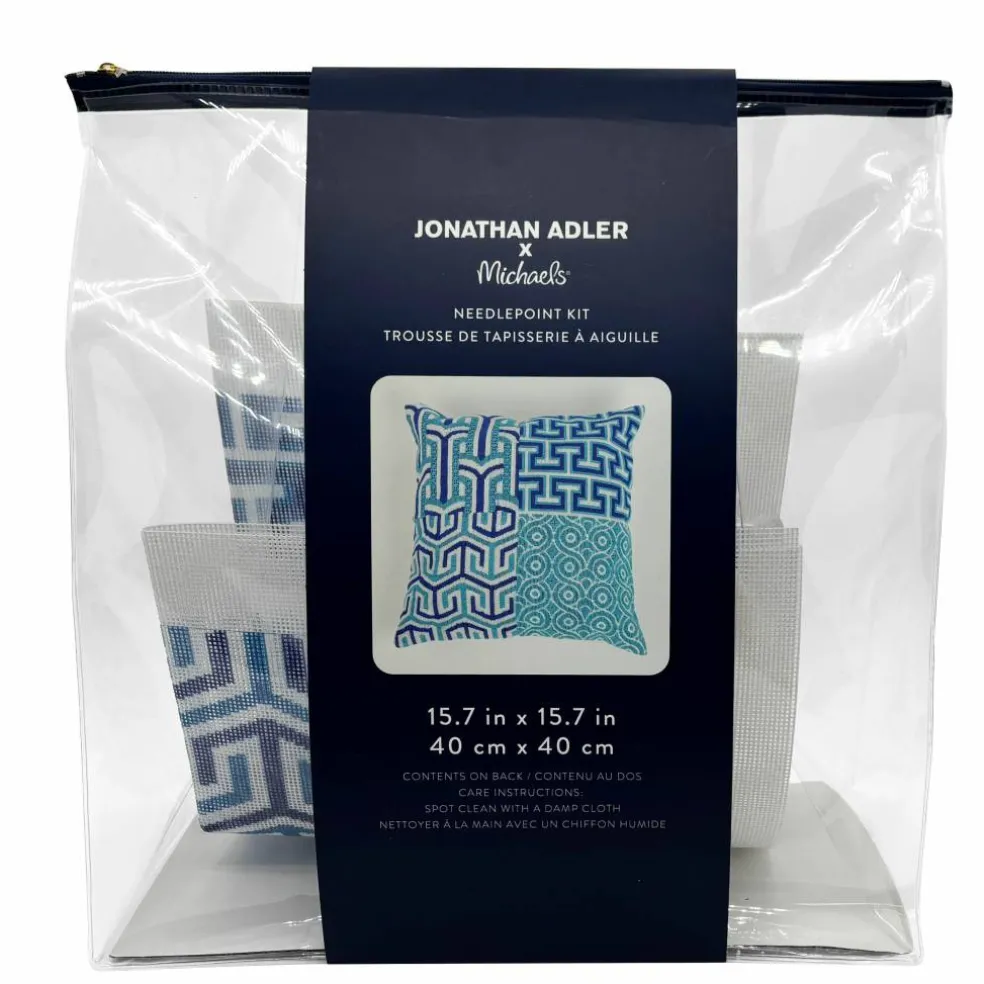 Jonathan Adler x Michaels Blue & White Sampler Needlepoint Pillowcase Kit