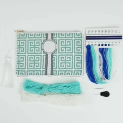 Jonathan Adler x Michaels Blue & White Greek Key Monogram Needlepoint Clutch Kit