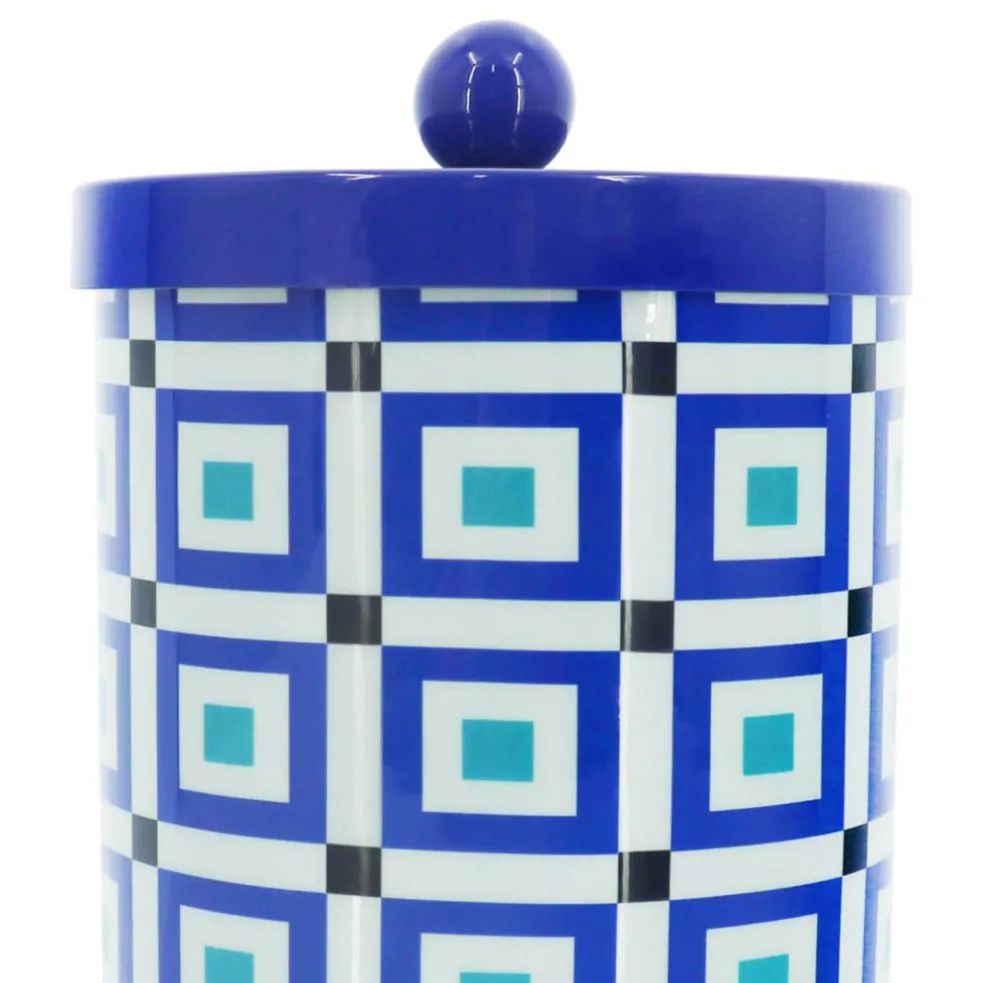 Jonathan Adler x Michaels Blue & White Square Pattern Tabletop Metal Container