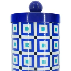 Jonathan Adler x Michaels Blue & White Square Pattern Tabletop Metal Container