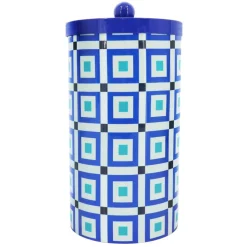 Jonathan Adler x Michaels Blue & White Square Pattern Tabletop Metal Container