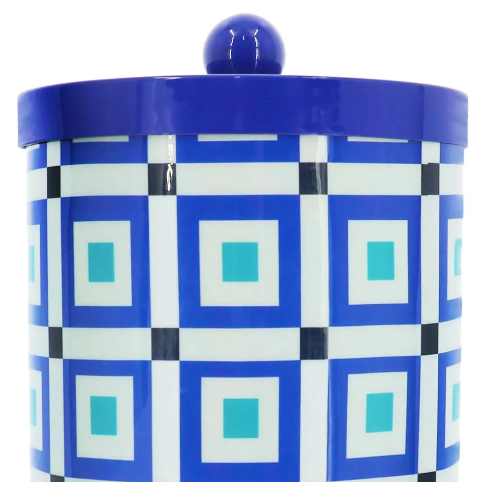 Jonathan Adler x Michaels Blue & White Square Pattern Tabletop Metal Container
