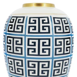 Jonathan Adler x Michaels Blue & White Greek Key Metal Vase