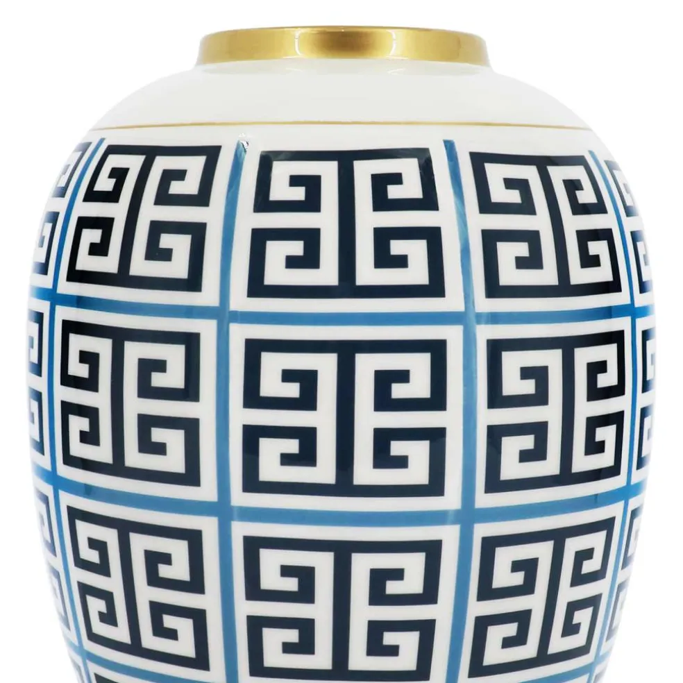 Jonathan Adler x Michaels 9" Blue & White Linear Squares Tabletop Box