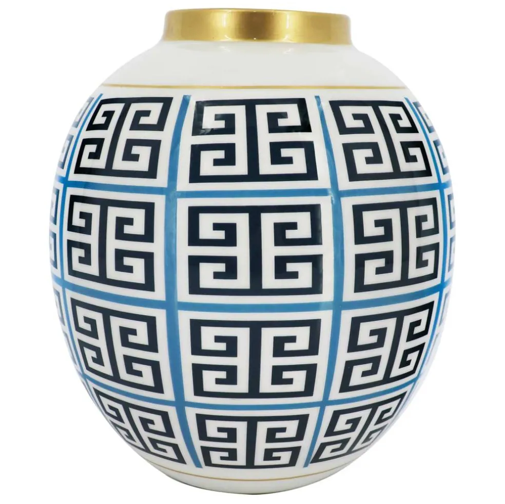 Jonathan Adler x Michaels Blue & White Greek Key Metal Vase