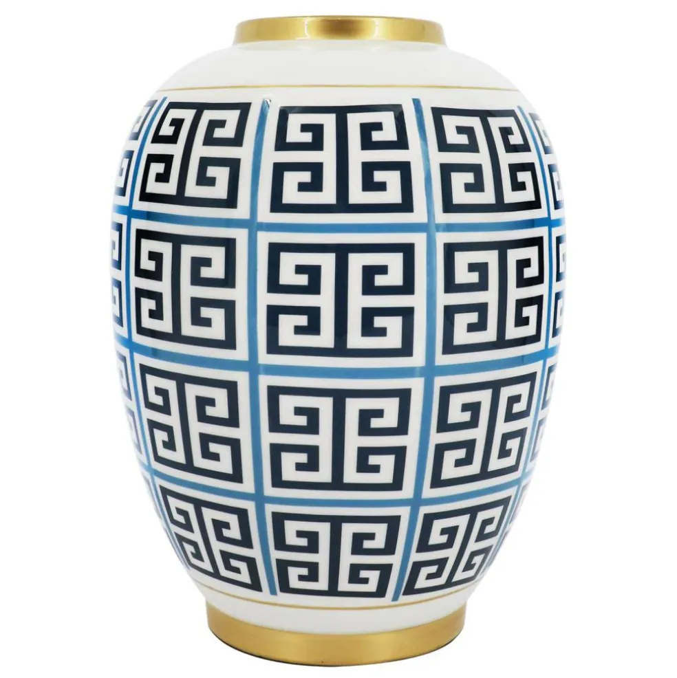 Jonathan Adler x Michaels Blue & White Greek Key Metal Vase