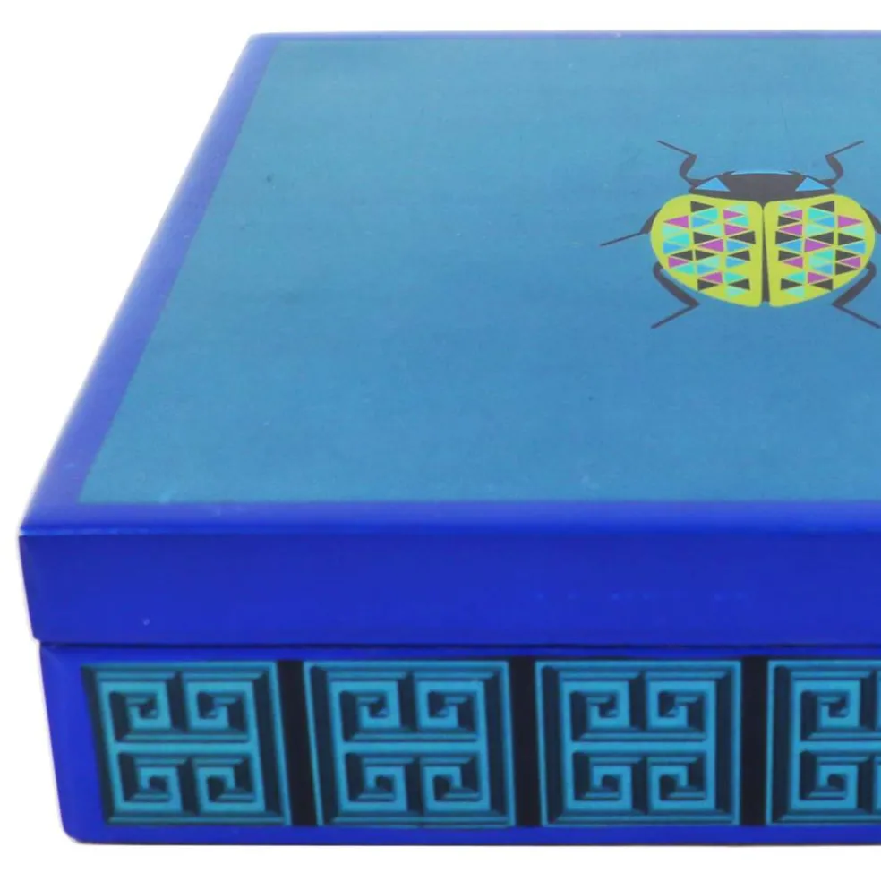 Jonathan Adler x Michaels 8" Blue Greek Key & Geometric Beetle Tabletop Box