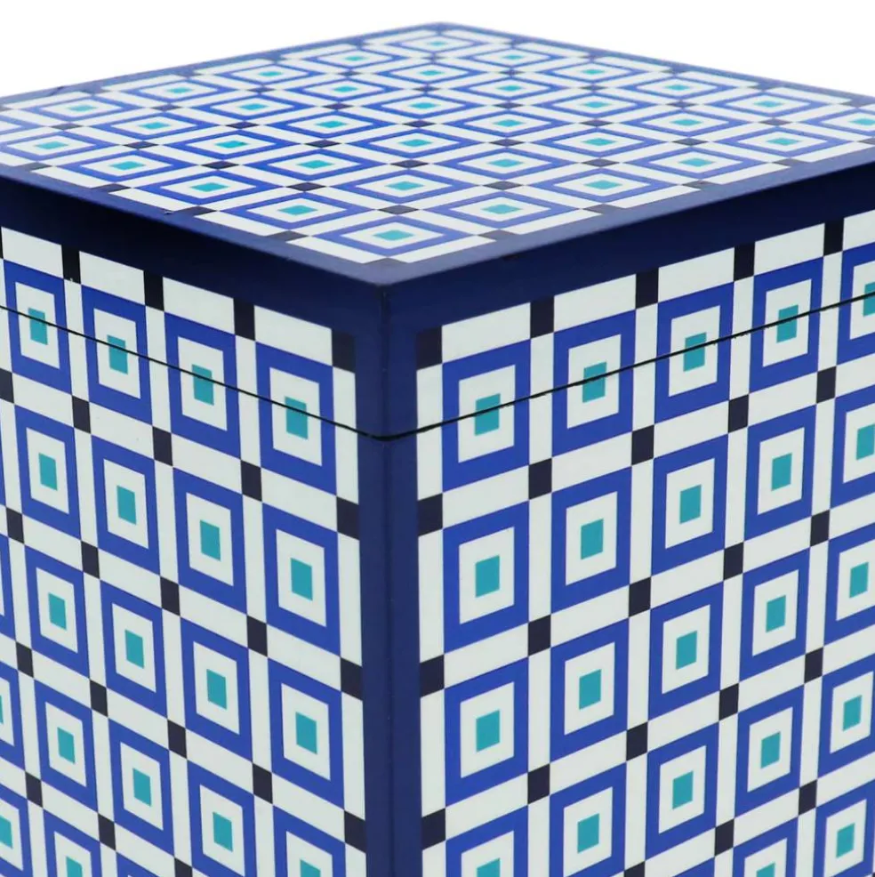 Jonathan Adler x Michaels 6.25" Blue & White Square Pattern Tabletop Box