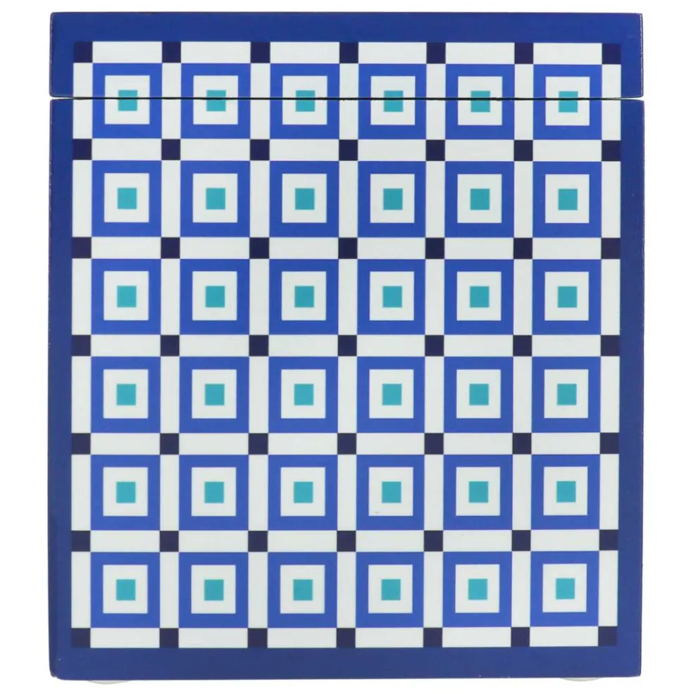 Jonathan Adler x Michaels 6.25" Blue & White Square Pattern Tabletop Box