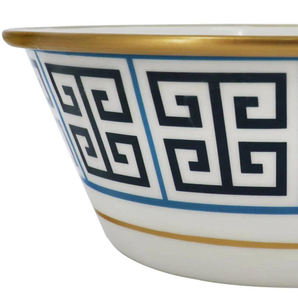 Jonathan Adler x Michaels Blue & White Greek Key Metal Bowl