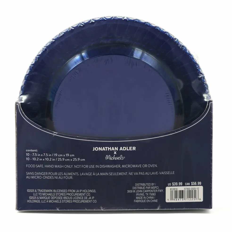 Jonathan Adler x Michaels Blue Plastic Plates Set