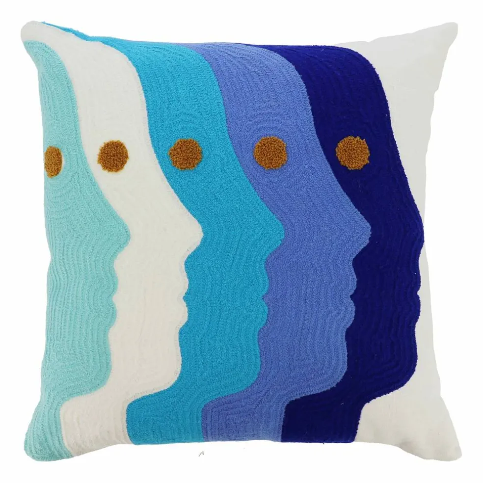 Jonathan Adler x Michaels 18" Blue & White Face Art Embroidered Pillow