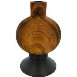 Jonathan Adler x Michaels 6.75" Brown & Black Wood Grain Round Ceramic Taper Candle Holder