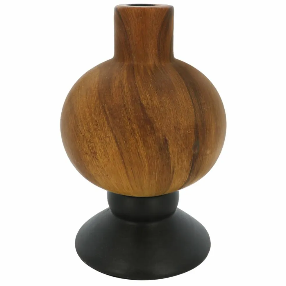 Jonathan Adler x Michaels 6.75" Brown & Black Wood Grain Round Ceramic Taper Candle Holder