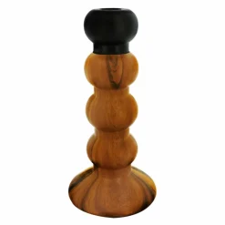 Jonathan Adler x Michaels 9" Brown & Black Wood Grain Bubble Ceramic Taper Candle Holder