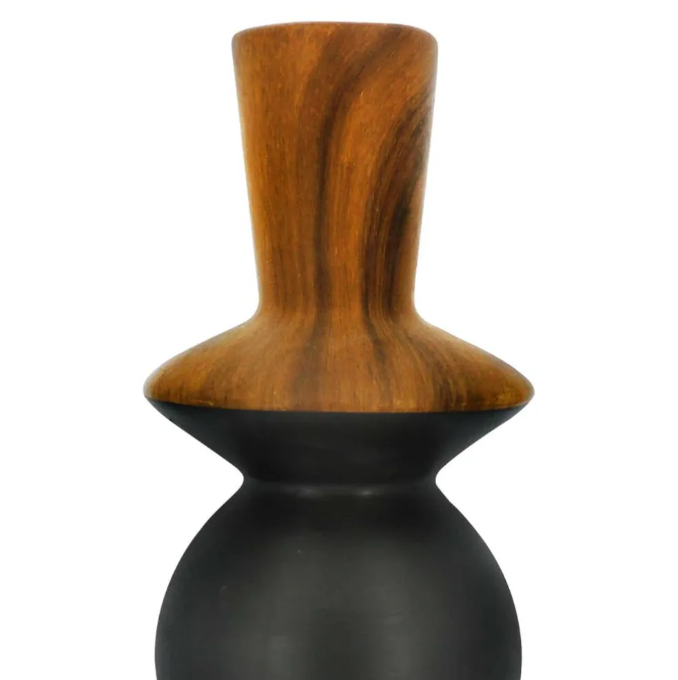 Jonathan Adler x Michaels 9.25" Brown & Black Wood Grain Ceramic Taper Candle Holder