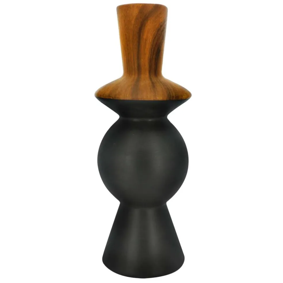 Jonathan Adler x Michaels 9.25" Brown & Black Wood Grain Ceramic Taper Candle Holder