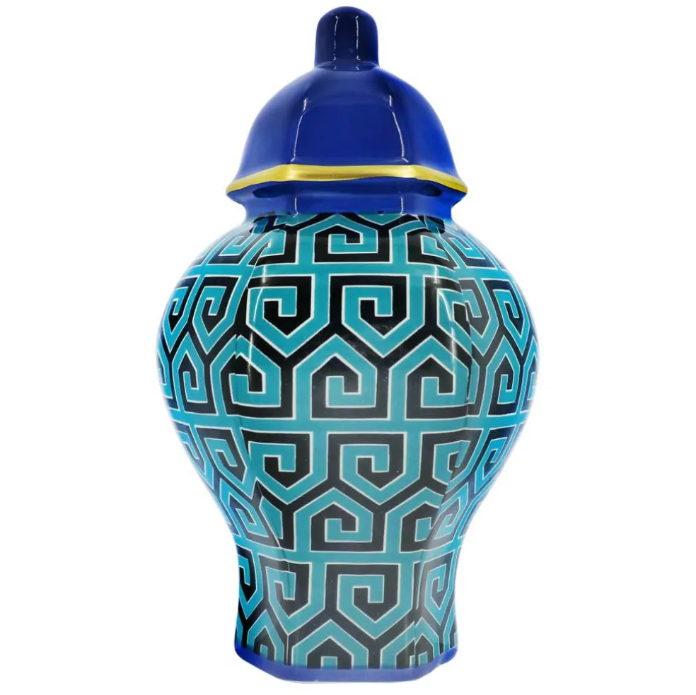 Jonathan Adler x Michaels 8.25" Dark Blue & Turquoise Geometric Ceramic Wall Urn