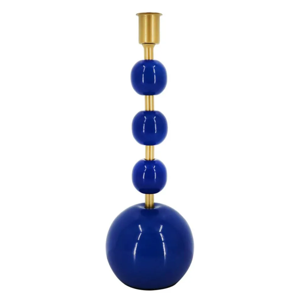 Jonathan Adler x Michaels 11.75" Dark Blue & Gold Metal Tabletop Taper Candle Holder