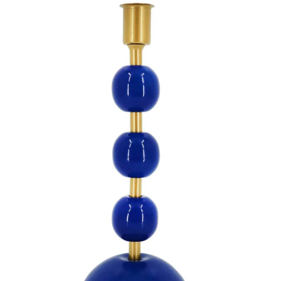 Jonathan Adler x Michaels 11.75" Dark Blue & Gold Metal Tabletop Taper Candle Holder