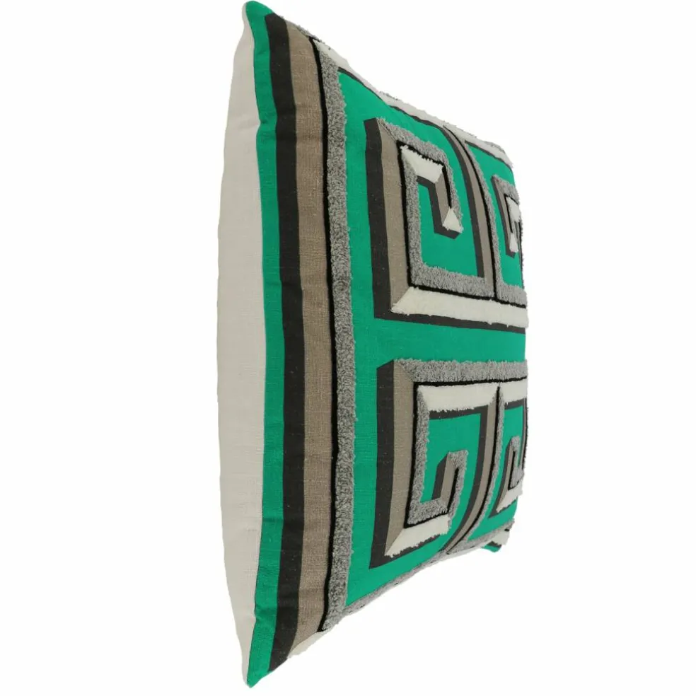 Jonathan Adler x Michaels 20" Green Greek Key Embroidered Pillow