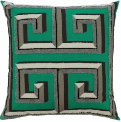 Jonathan Adler x Michaels 20" Green Greek Key Embroidered Pillow