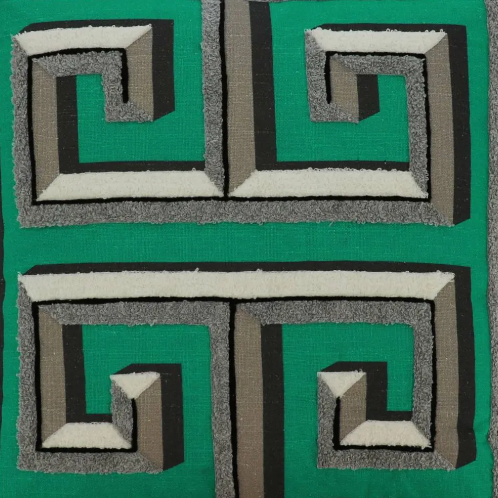 Jonathan Adler x Michaels 20" Green Greek Key Embroidered Pillow