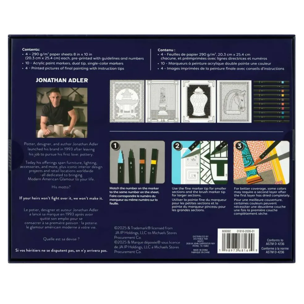 Jonathan Adler x Michaels Icons Paint Marker-By-Number Kit