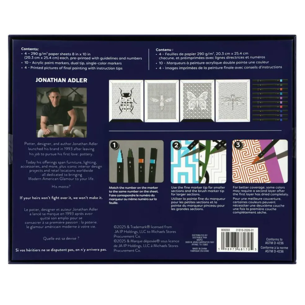 Jonathan Adler x Michaels Insects Paint Marker-By-Number Kit