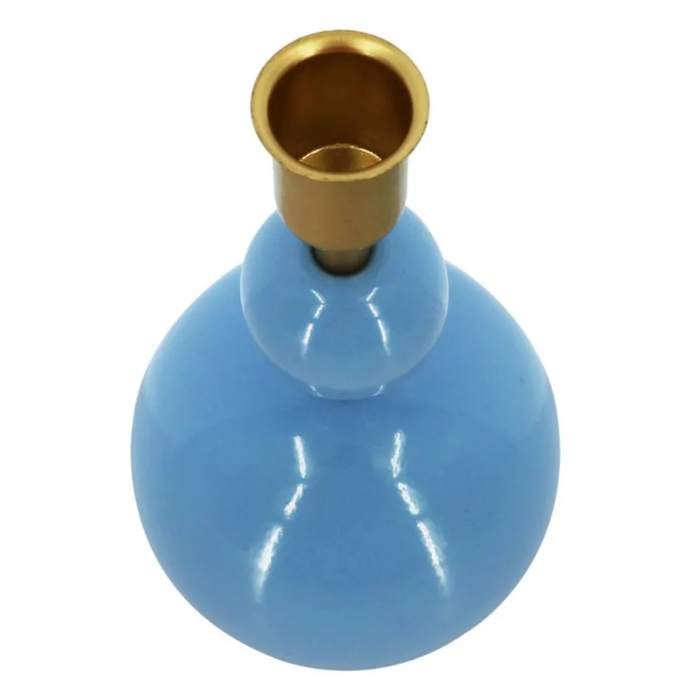 Jonathan Adler x Michaels 7.5" Light Blue & Gold Tabletop Taper Candle Holder