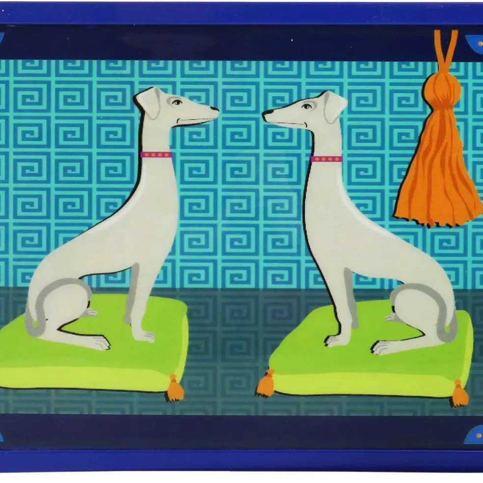 Jonathan Adler x Michaels 15" Multicolor Greyhound Pair Metal Tray