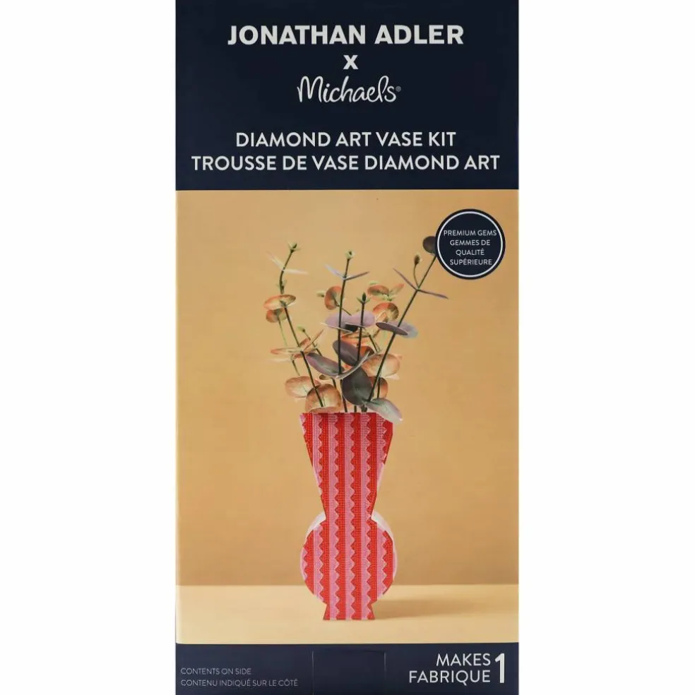 Jonathan Adler x Michaels Pink Zig Zag Stripe Diamond Art Vase Kit