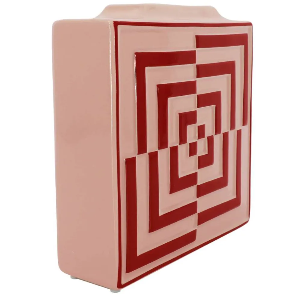 Jonathan Adler x Michaels 9.25" Pink & Red Geometric Illusion Square Tabletop Vase